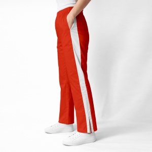 Pantaloni medicali Art stretch evazați cu contrast pentru femei-rosu cu alb