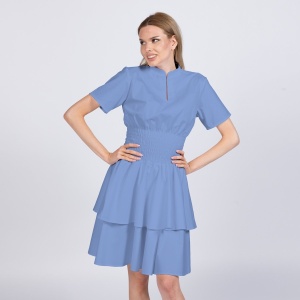 Rochie medicala stretch (cu elastan) FRILL -Azur