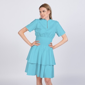 Rochie medicala stretch (cu elastan) FRILL -Ocean