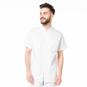 Tunica medicala BOND ZIP cu fermoar -ALB