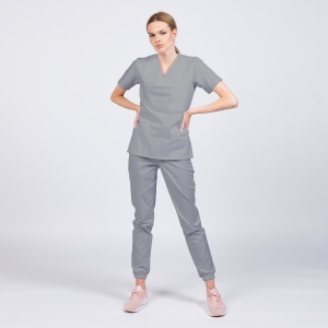 Uniforma medicala CLASS cu pantaloni jogger pentru femei -Gri - Img 1