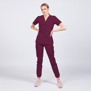 Uniforma medicala CLASS cu pantaloni jogger pentru femei -Visiniu - Img 1