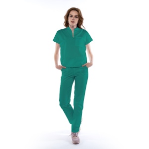 Uniforma medicala FABS stretch (cu elastan) cu pantalon pentru femei-Verde menta - Img 1