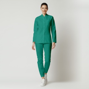 Uniformă medicală Mia cu jachetă mânecă lungă și pantaloni jogger-Verde menta