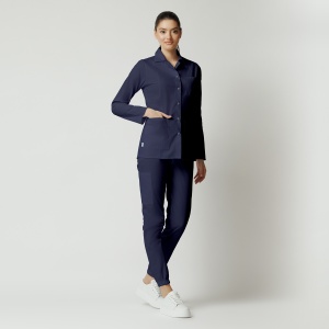 Uniformă medicală Nora cu jachetă mânecă lungă și pantaloni jogger-Bleumarin