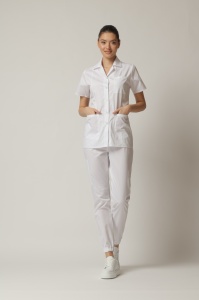 Uniformă medicală Nora cu jachetă mânecă scurtă și pantaloni jogger-Verde menta - Img 6