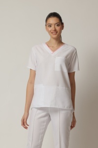 Uniformă medicală Optim din vâscoză cu 9% elastan pentru femei – Olive - Img 3