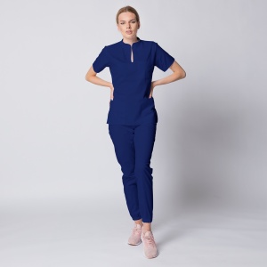 Uniforma medicala STIL cu pantaloni jogger pentru femei-Albastru safir - Img 1