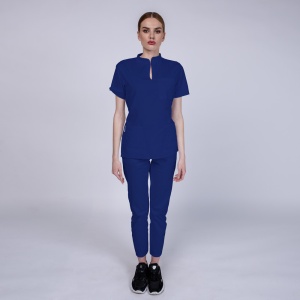 Uniforma medicala STIL stretch (cu elastan) cu pantaloni pentru femei-Albastru safir