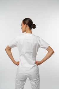Uniforma medicala STIL stretch cu pantaloni jogger pentru femei-Bej - Img 4