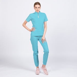 Uniforma medicala STIL stretch cu pantaloni jogger pentru femei-Ocean - Img 1