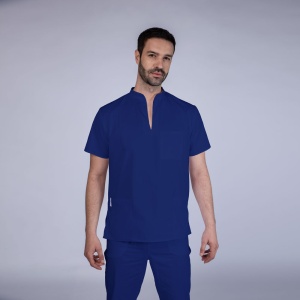 Uniforma medicala stretch STIL (cu elastan) cu pantaloni pentru barbati -Albastru safir
