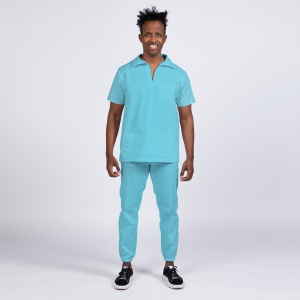 Uniforma medicala stretch TREND (cu elastan) cu pantaloni jogger pentru barbati -Ocean