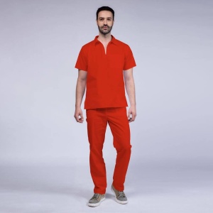 Uniforma medicala stretch TREND (cu elastan) cu pantaloni pentru barbati -Rosu