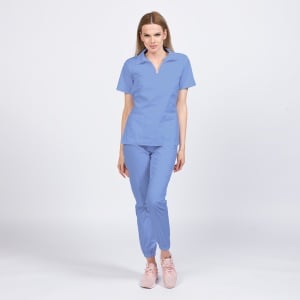 Uniforma medicala TREND cu pantaloni jogger pentru femei-Azur