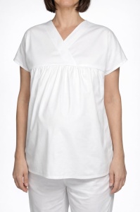 Bluza medicala Hope din poplin pentru viitoare mamici-Roz pal - Img 4