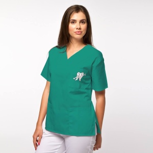 Bluza medicala KULT din poplin pentru stomatologi femei-Verde Menta