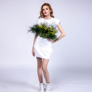 Fusta din elastan(stretch) 1 volan FRILL