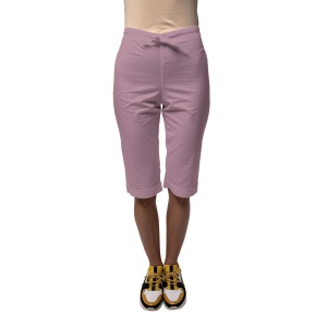 Pantaloni medicali ART clasici din poplin 3/4 cu manseta-Roz antic