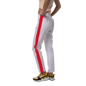 Pantaloni medicali ART stretch (cu elastan) Alb cu contrast Rosu pentru femei