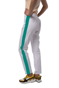 Pantaloni medicali ART stretch (cu elastan) Alb cu contrast Verde menta pentru femei