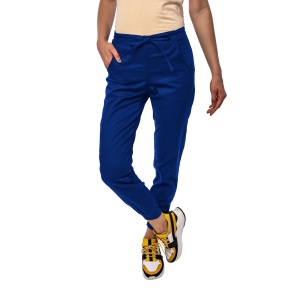 Pantaloni medicali ART stretch (cu elastan) cu manseta pentru femei-Albastru safir