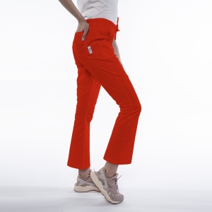 Pantaloni medicali ART stretch (cu elastan) flare pentru femei-Rosu