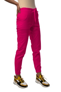 Pantaloni medicali ART stretch (cu elastan) jogger pentru femei-Magenta - Img 1