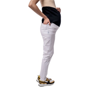 Pantaloni medicali ART stretch (cu elastan) pentru viitoare mamici-Alb - Img 3