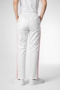 Pantaloni medicali Art stretch evazați cu contrast pentru femei-alb cu bleumarin - Img 2