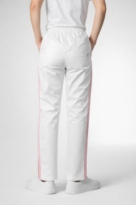 Pantaloni medicali Art stretch evazați cu contrast pentru femei-alb cu magenta - Img 2
