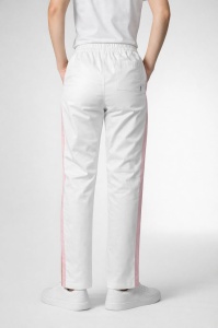 Pantaloni medicali Art stretch evazați cu contrast pentru femei-turqoise cu alb - Img 2