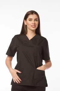 Uniformă medicală Class femei – vâscoză cu 9% elastan, pantaloni clasici-Negru - Img 3