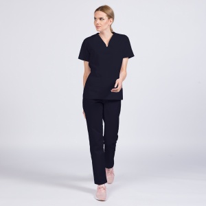 Uniformă medicală Class femei – vâscoză cu 9% elastan, pantaloni clasici-Bleumarin