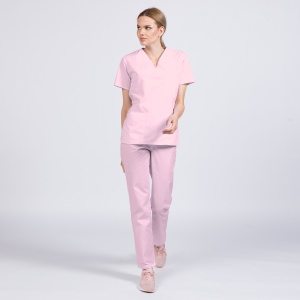 Uniforma medicala CLASS stretch (cu elastan) cu pantalon pentru femei-Roz pal - Img 1