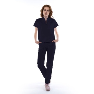 Uniforma medicala FABS stretch (cu elastan) cu pantalon pentru femei-Bleumarin - Img 1