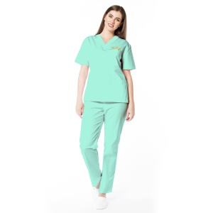 Uniforma medicala KULT personalizata cu nume si functie -Aqua