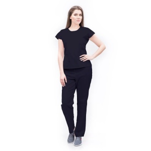 Uniforma medicala SPRINT stretch (cu elastan) cu bluza cambrata si pantalon pentru femei-Bleumarin - Img 1