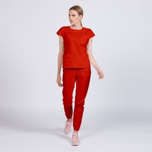 Uniforma medicala SPRINT stretch cu pantalon jogger pentru femei-Rosu - Img 1