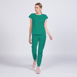 Uniforma medicala SPRINT stretch cu pantalon jogger pentru femei-Verde menta - Img 1