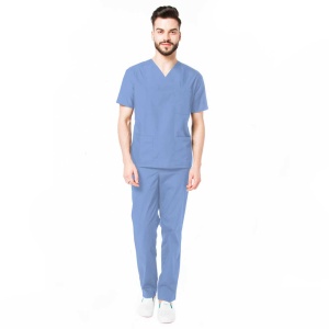 Uniforma medicala stretch CLASS (cu elastan) cu pantaloni pentru barbati CLASS -Azur