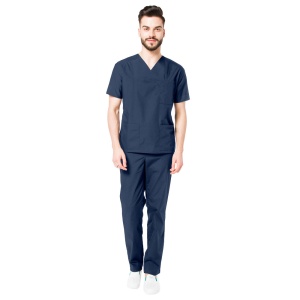Uniforma medicala stretch CLASS (cu elastan) cu pantaloni pentru barbati -Albastru nocturn