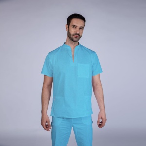 Uniforma medicala stretch STIL (cu elastan) cu pantaloni pentru barbati -Ocean