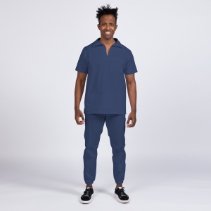 Uniforma medicala stretch TREND (cu elastan) cu pantaloni jogger pentru barbati -Albastru nocturn