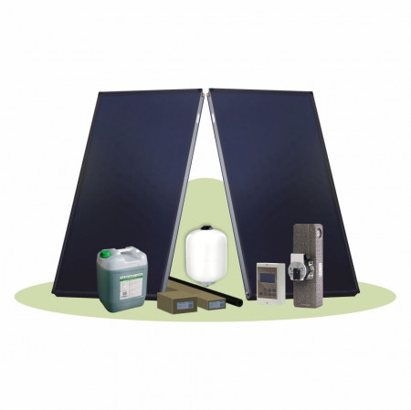 Pachet solar (kit) apă caldă menajeră pentru 4-6 persoane, fără boiler (PF Confort Plus fără boiler)