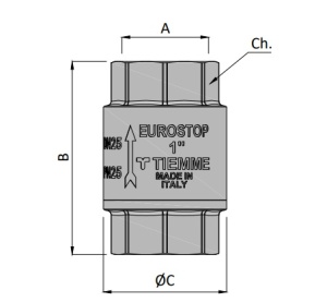 Dimensiuni supapă de sens eurostop