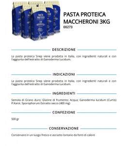 Pasta proteica maccheroni con ganoderma 3kg