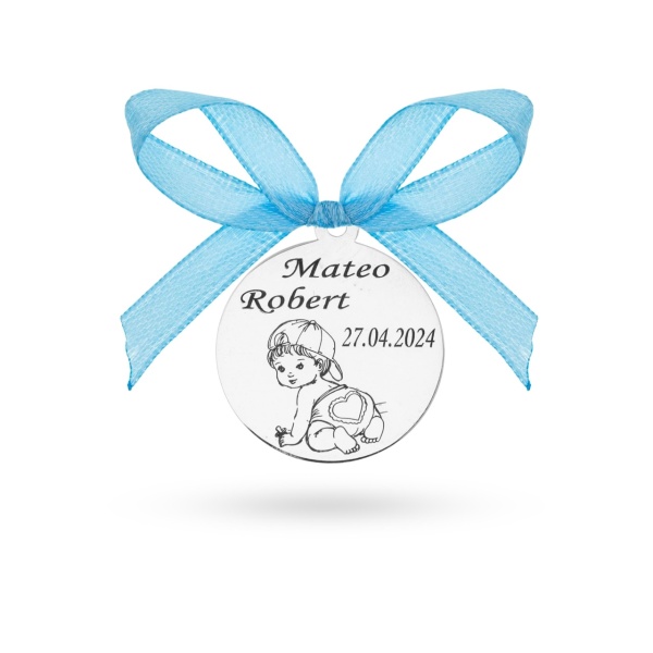Banut Felicity din Argint 1.8cm pentru botez - mot - turta personalizabil