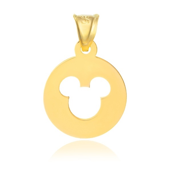 Pandantiv din aur 14k - soricel desene animate decupat in banut de 12mm