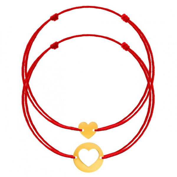 Set 2 Bratari Connection cu snur si pandantive din aur14k pentru mama si copil